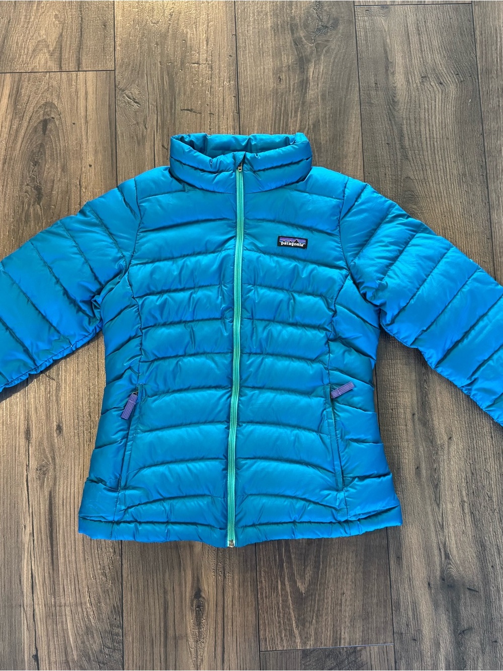 Patagonia Kids Teal Blue Quilted Puffer Jacket